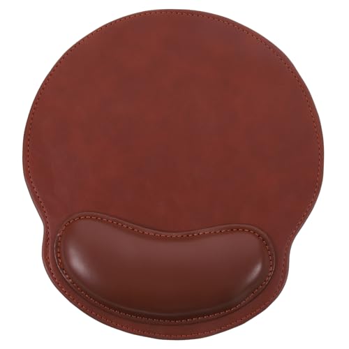 Tapis de souris repose-poignet contre la fatigue musculaire en cuir marron et mousse mémoire
