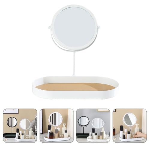 Espejo redondo de maquillaje con base de almacenamiento miniatura 7