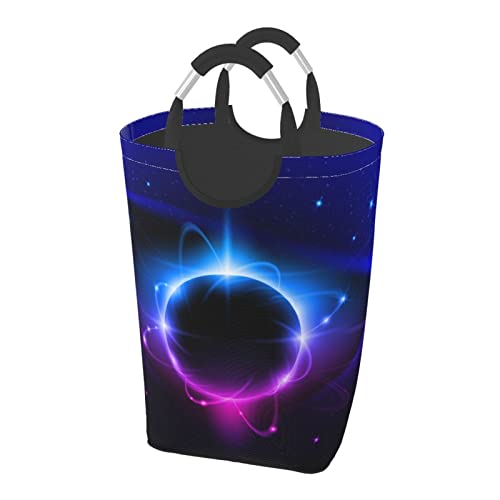 カラフルな惑星 ランドリーバスケット 洗濯ボックス 収納袋 大容量 折りたたみ 持ち運び可能 撥水 取っ手付き 適した ホテル ユーティリティルーム トイレ キッチン(50l 32*28*57.5cm)