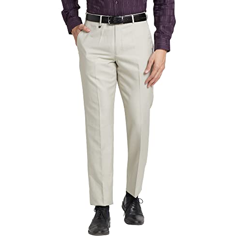 Image of Park Avenue Men's Polyester Blend Dobby Pattern Smart Fit Flat Front Formal Trouser