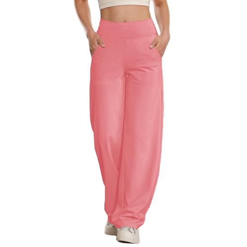 Calça feminina de corte alto flare perna larga lisa corte bota corte solto calça feminina outono ver