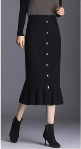 Women's Autumn and Winter Warm Knit Skirt High Waist Slim Fit Fashionable and Versatile Office Mid Length Fishtail Skirt3