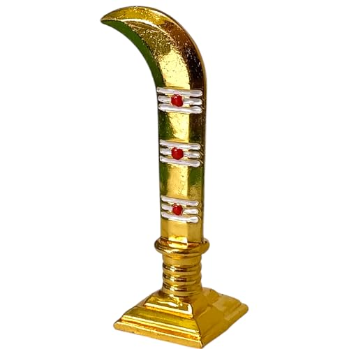 Image of SRian Lord Karuppasamy /Sanghili Karuppan Metal Gold Knife Statue | Karuppaamy Car Dashboard Idols, Height - 7.5 cm, Metal