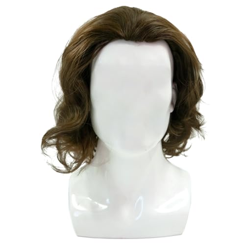SPORTBANG Mens Movie Joker Green Semi-long Wavy Wig Synthetic Hair Halloween Cosplay Costume Wigs for Men Boys (Brown)