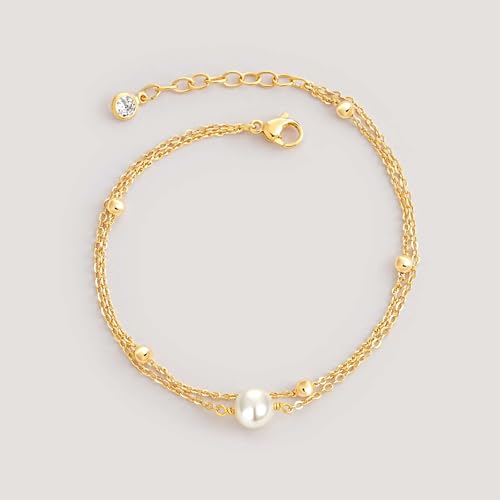 Image of MEVECCO Bracelet for Women 14K Gold Plated Dainty Chain Simple Jewelry Cute Handmade Minimalist for Her