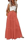 Lepunuo Casual Maxi Skirts Womens Boho High Waisted Skirts Cute Long Flowy Skirts with Pockets