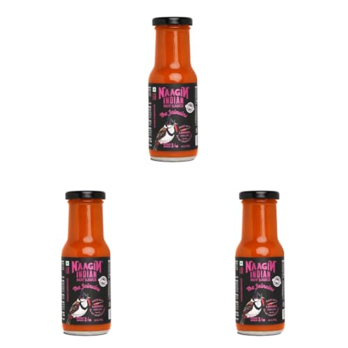 Image of Naagin Jainuine Hot Sauce (215g) | Jain Friendly | No Onion, No Garlic | Mildly Spicy | Fruity & Balanced | Vegan | Dip, Cook | Perfect for Snacks, Indian Meals & Cooking (Pack of 3)