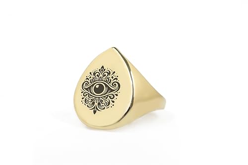 Bague Œil du Mal en Or 14k : chevalière protection larme personnalisée