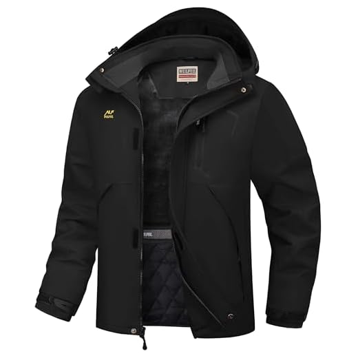 WULFUL Men's Winter Coats Waterproof Ski Jacket Warm Windproof Winter Windbreaker Jackets for Men with Hood