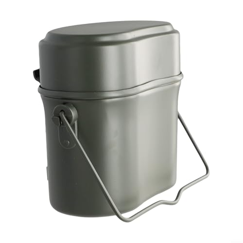 Volakebeing Kit portatile da campeggio Set di pentole da trekking Set di pentole in alluminio leggero Attrezzatura da cucina all'aperto 3 pezzi resistente al calore in stile militare Set da cucina per