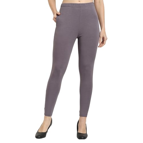 Image of ONE SKY Women Ankle Length Leggings | Premium Cotton Modal Spandex Blend | High Waist Stretchable & Bio-Washed Fabric | Colour-Lock | Ethnic Leggings for Women
