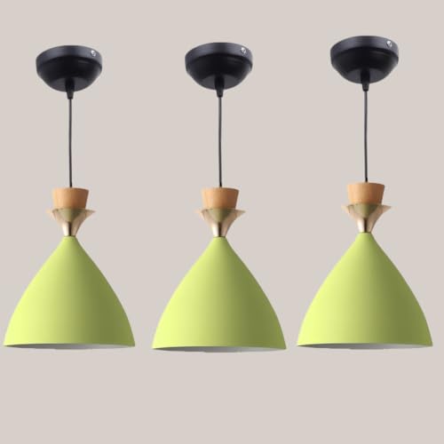 Image of Triple Dome Moss Green Aluminium Hanging Pendant Light - Modern Antique Ceiling Lamp, Adjustable Drop, E-27 Holder, (Bulb is not Included) Pack of 3