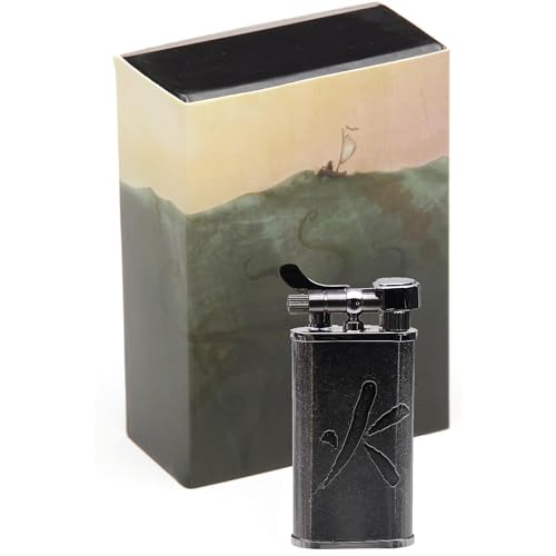 Kiribi Takara - Encendedor de tubo negro japonés de doble llama, encendedor de butano recargable para tuberías, encendedor de tubo de llama suave, encendedor de llama ajustable, encendedor de viaje