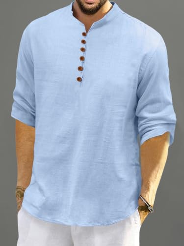 Image of FINIVO FASHION Men's Solid Cotton Blend Regular Fit Straight Kurta with Roll of Sleeve and Classic Collar, Pack of 1