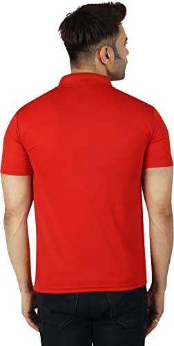 Image of Regular Fit Solid Men Polo Neck Collar T-Shirt Pack of 1 Red