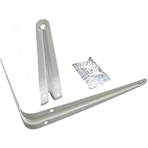 Land-Haus-Shop 2 x Top Shelf Brackets 20 cm Metal Board Shelf Angle Bracket - White Cover