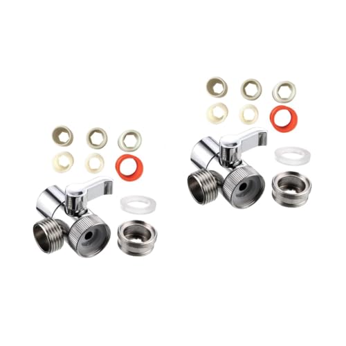 Balacoo 2 Sets 3-way Diverter Faucet Adapter Zinc Alloy Sink Valves Replacement Parts Nut End for Easy Tightening Modern Design