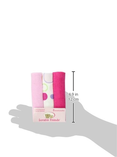 Image of Luvable FriendsWashcloth, Pink, 3-Count