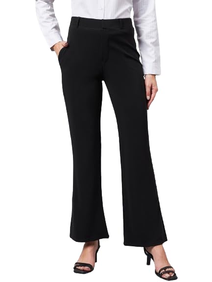 Women Solid Self Design Polyester Formal Trouser-image-41