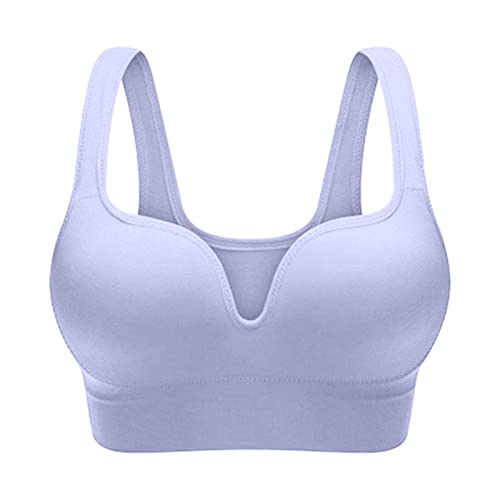 Genérico Sujetador Deportivo sin para Dormir Mujer sin ni Relleno diseño Espalda en U Ideal para Yoga y Descanso Diario (Purple, XXXL)