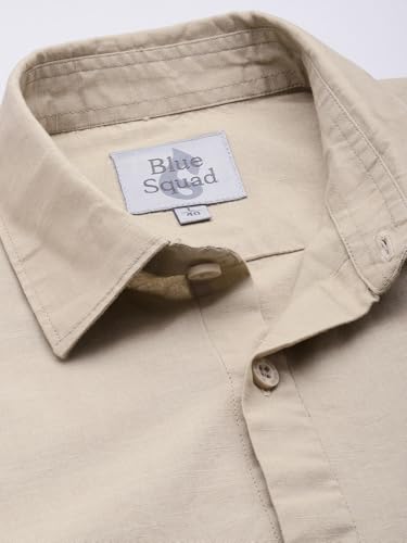 Image of Men's Cotton Linen Solid Shirt | Slim Fit Full Sleeve Casual Shirt | Lightweight | Breaethable | Stylish