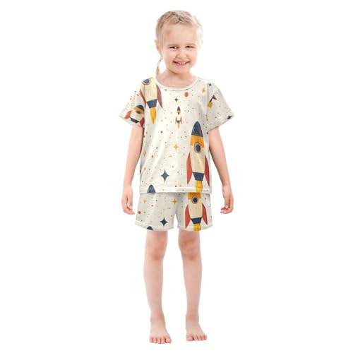 senya Cartoon Rocket A Summer Pajamas Set Short Cotton Sleepwear 2 Piece3
