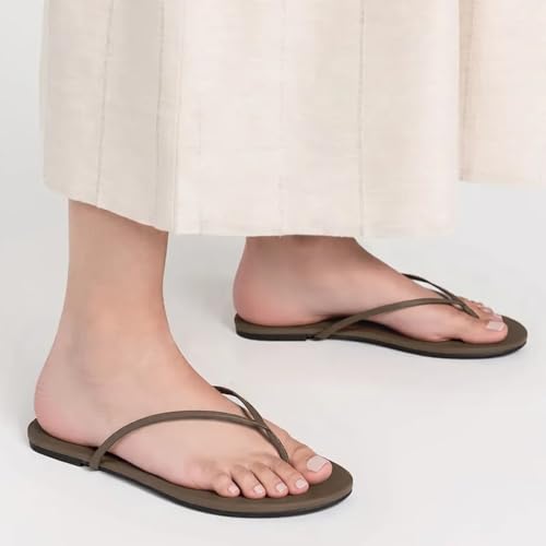 Image of Cheval Flat Leather Flip Flops for Women, Comfortable Dressy Thong Sandals 2026 Summer and Spring Vacation Essentials, Chanclas Para Mujer