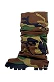 sexytag Camouflage Metallic Boots Slouchy Foldover Boots for Women Mid Calf Platform Round Toe Western Pull-On Fashion Shark Booties Camouflage Size 9
