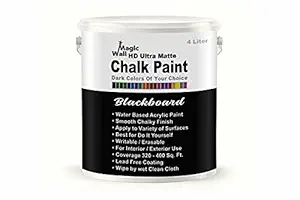 Chalk Paint Dark Colors | 4 Liter - Matt Finish | Water Base Acrylic Paint | Coverage : 320 to 400 Sq. Ft. | Apply on Surfaces Like Walls, Boards, Furniture & Home Decor Products. (Blackboard)