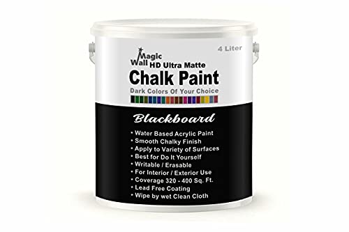 Image of Chalk Paint Dark Colors | 4 Liter - Matt Finish | Water Base Acrylic Paint | Coverage : 320 to 400 Sq. Ft. | Apply on Surfaces Like Walls, Boards, Furniture & Home Decor Products. (Blackboard)