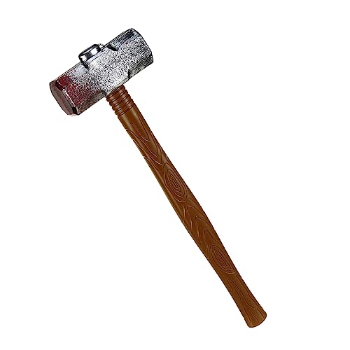 BinaryABC Plastic Fake Hammer Prop Lightweight Sledge Hammer for Halloween Costume Accessory Bloody Toy Weapon for Cosplay & Scary Props