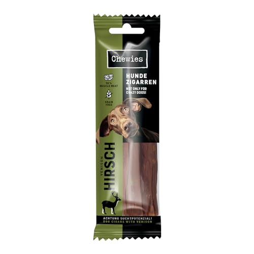 Chewies Hundezigarre Hirsch - Protein Kaustangen für Ihren Hund getreidefrei & zuckerfreie Hunde-Leckerli auch für Welpen & Senior Hunde geeignet, 10er Pack (je 75g)