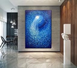 Tableaux sur Toile Bleue pour Rompre la Monotonie des Murs Blancs - 2