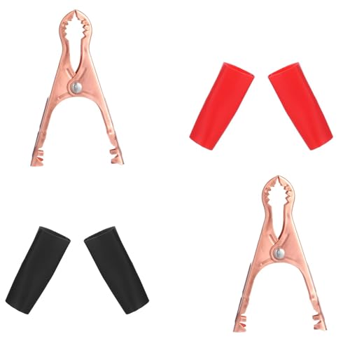 8 Stück Test Metall Krokodilklemmen Jumper Kabelklemmen Auto Batterie Ladegerät Klemmen Set Rot Schwarz Vollisolierte Heavy Duty Kleine Krokodilklemme für Automotive Fahrzeug Boot