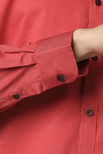 Image of Peter England Men's Slim Fit Full Sleeve Casual Shirt in Twill Weave Cotton