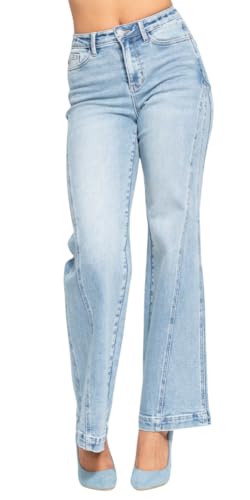 Judy Blue High Waist Light Indigo Retro Side Seam Wide Leg, 32" Inseam2