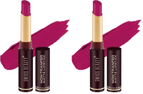 Image of Swiss Beauty Non-Tranfer Matte Lipstick, Smooth & Waterproof, First Love, 2g (Pack of 2)