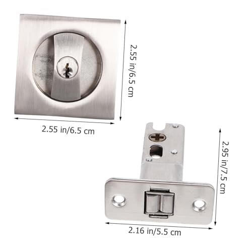 Gadpiparty 1 set Cerradura Invisible para Puerta de Bolsillo Llave Moderno Herraje de Privacidad para Puertas de Bolsillo Construcción de Metal Acabado Cepillado para Uso en Hogar miniatura 2