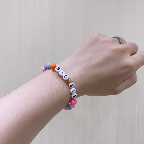 Image of Fuqimanman2020 Big Sister Bracelet Colorful Little Sister Bracelet Letter Beads Bracelet for Sister Jewelry Gift