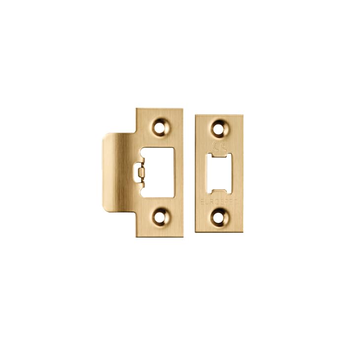 Kooples Hardware Forend Strike & Fixing Pack | Compatible with Heavy Duty Tubular Latches | Strike Plate and Fixings for Timber Doors | Durable Latch Hardware (Square, Satin Brass)