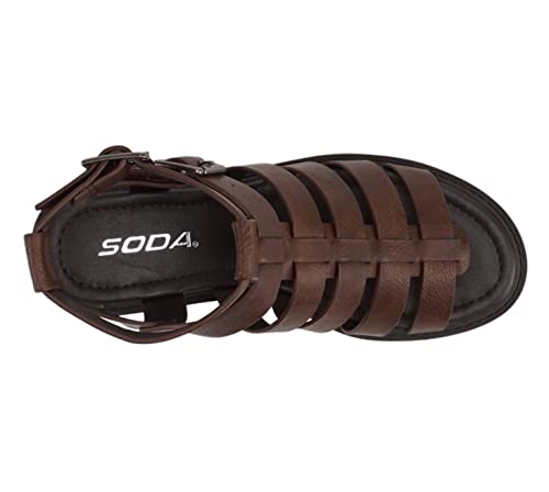 Image of Soda inchRebirth inch ~ Women Open Toe Fisherman Multi Strap Buckle Lug Sole Low Block Heeled Sandals