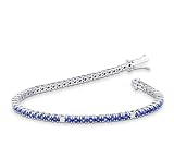 Bracciale Tennis in oro Bianco 18k con Zaffiro Blu e Diamanti da 0,06 ct