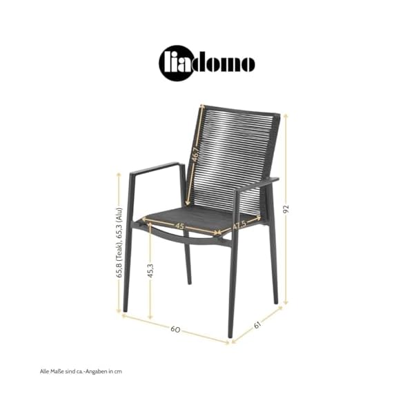 Mannoli Gartenstuhl 2er-Set Aluminium & Rope Anthrazit