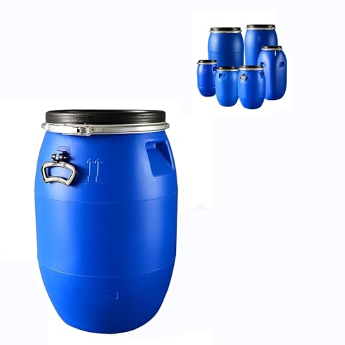 Blue Plastic Drum Shipping Barrel with Lid Air Tight Design Controller Design Water Drum Rain Barrel Alternative for Shipping and Storage(30L)