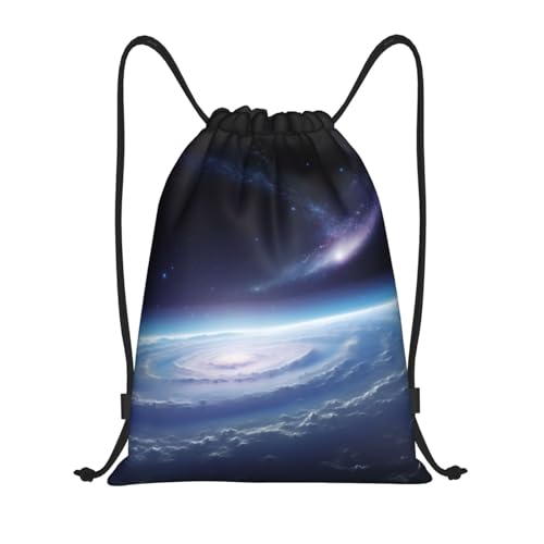 Space photo Drawstring Backpack Water Resistant String Bag Sports Sackpack Gym Sack Beach Swim Travel Daypack