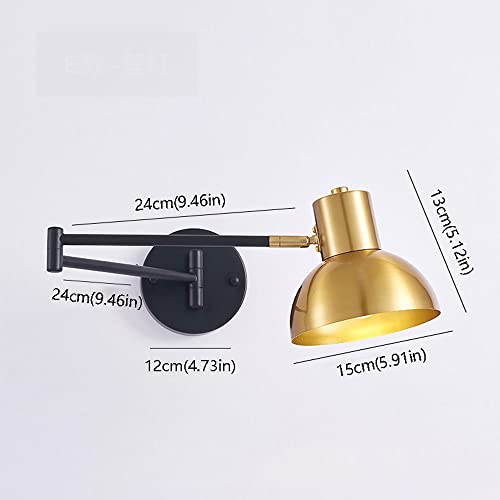 Brazo oscilante para lectura sin fatiga ocular con aplique de pared industrial ajustable E27 7