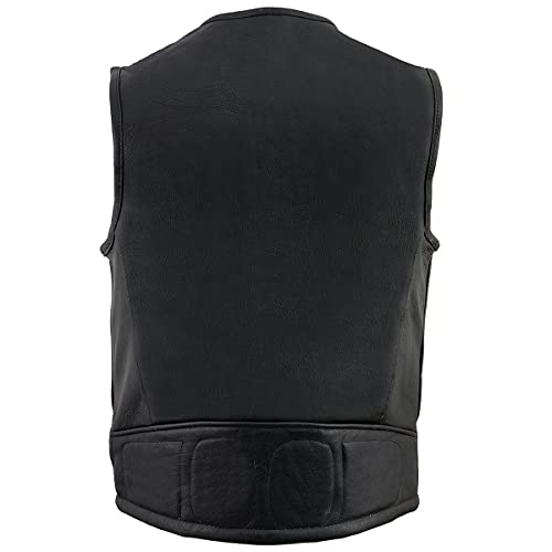 Image of Milwaukee Leather MLM3550 Men's Black Zipper Front Long Length Leather Vest - Large