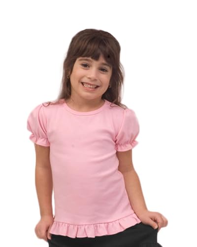 Image of Monag Kids Toddler Girls Short Sleeve Ruffle Tshirt, Blank Girls Ruffle Top, Solid Ruffle Shirts