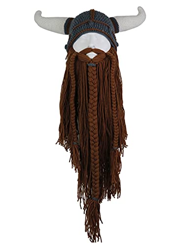 MERRYJULY Knit Viking Hat with Beard Novelty Hats...