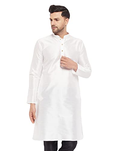 Image of VASTRAMAY Men Banarasi Silk Solid Kurta | Soft Cotton Blend Ethnic Kurta | Comfortable for Festive & Wedding Occasions